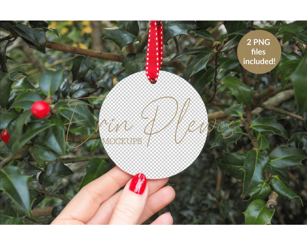 Erin Plewes Mockups Christmas mockup round ornament, white blank Holiday decoration mock-up for template design and stock photography, JPG PNG Digital Download