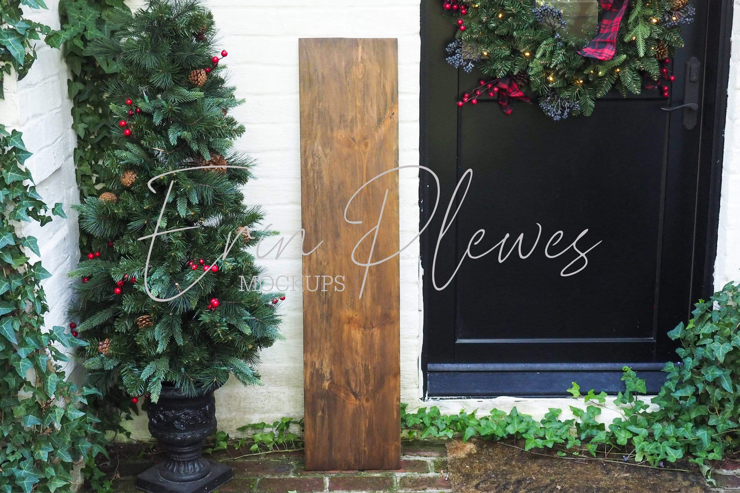 Erin Plewes Mockups Christmas Sign Mockup, Vertical Sign Mock-up, Large Porch Sign Mock Up, Xmas Styled Lifestyle Stock Photo