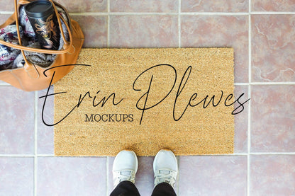 Erin Plewes Mockups Coir Doormat Mockup, Doormat Mockup Fall, Rug Mock up, Farmhouse Style Mock-up, Instant Digital Download JPEG