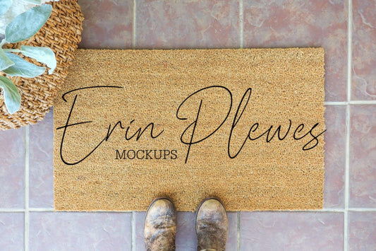 Erin Plewes Mockups Coir Doormat Mockup, Rug Mock up, Farmhouse Style Mock-up, Doormat Flatlay, Instant Digital Download JPEG