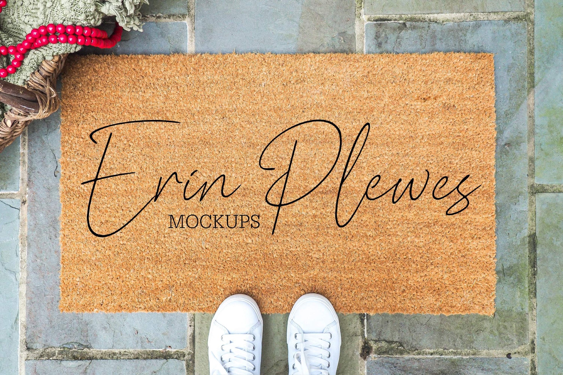Erin Plewes Mockups Coir Mat Mockup, Doormat Mock Up , Farmhouse Rug Mock-up, Door Mat Flat Lay, Instant Digital Download JPEG