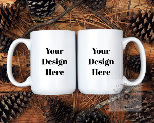 Erin Plewes Mockups Double mug mockup, 15oz coffee mug mock-up, Fall styled mug photo, Jpeg Instant Digital Download