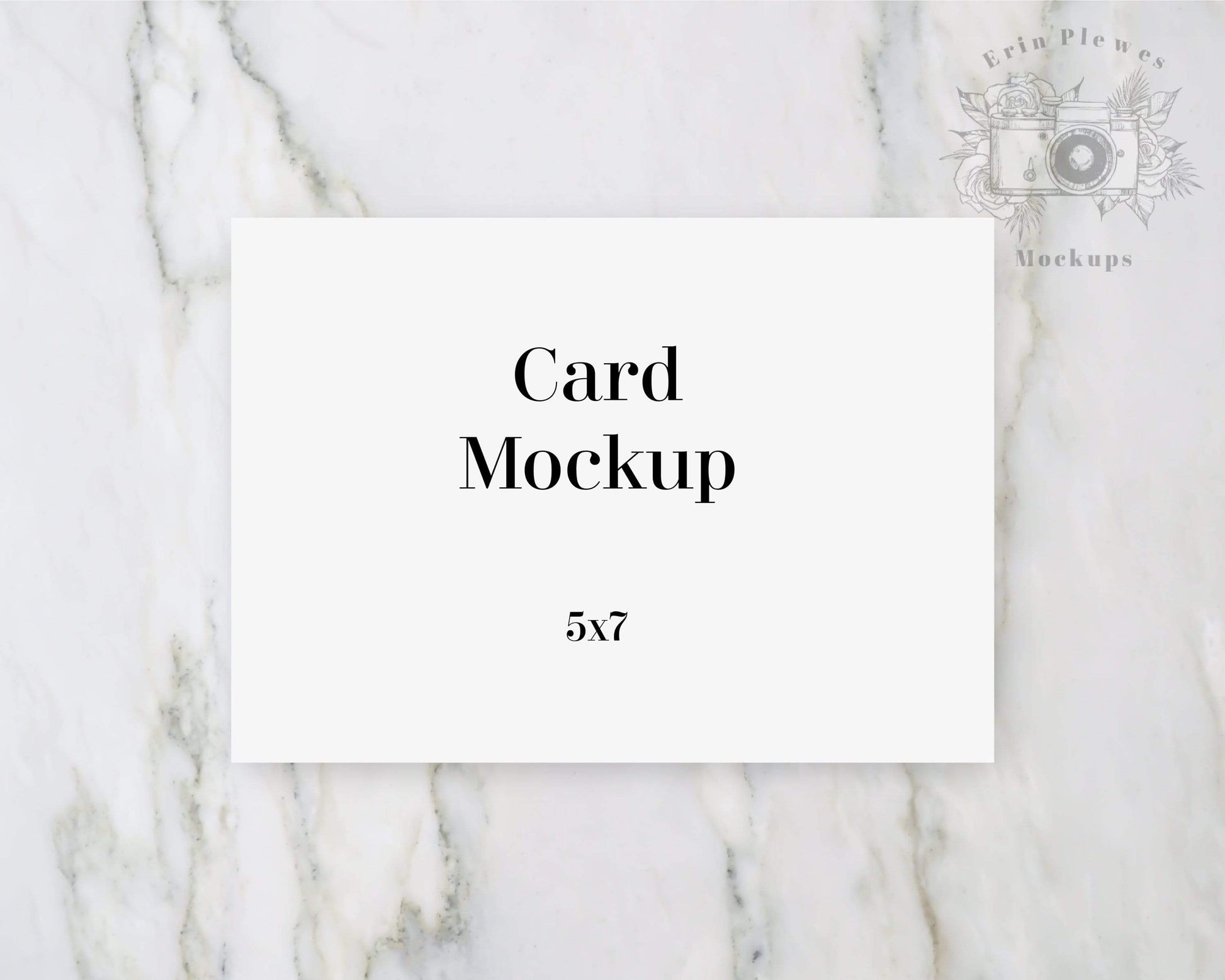 Erin Plewes Mockups Greeting card mockup 5x7, Invitation mock up for wedding thank you stationery flatlay on marble, Jpeg instant Digital Download Template