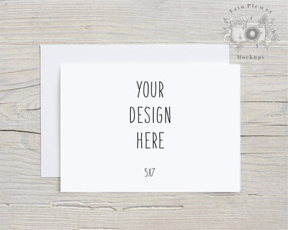 Erin Plewes Mockups Greeting Card Mockup 5x7, Stationery mock-up with white envelope for rustic wedding and stock photo, Jpeg Instant Digital Download