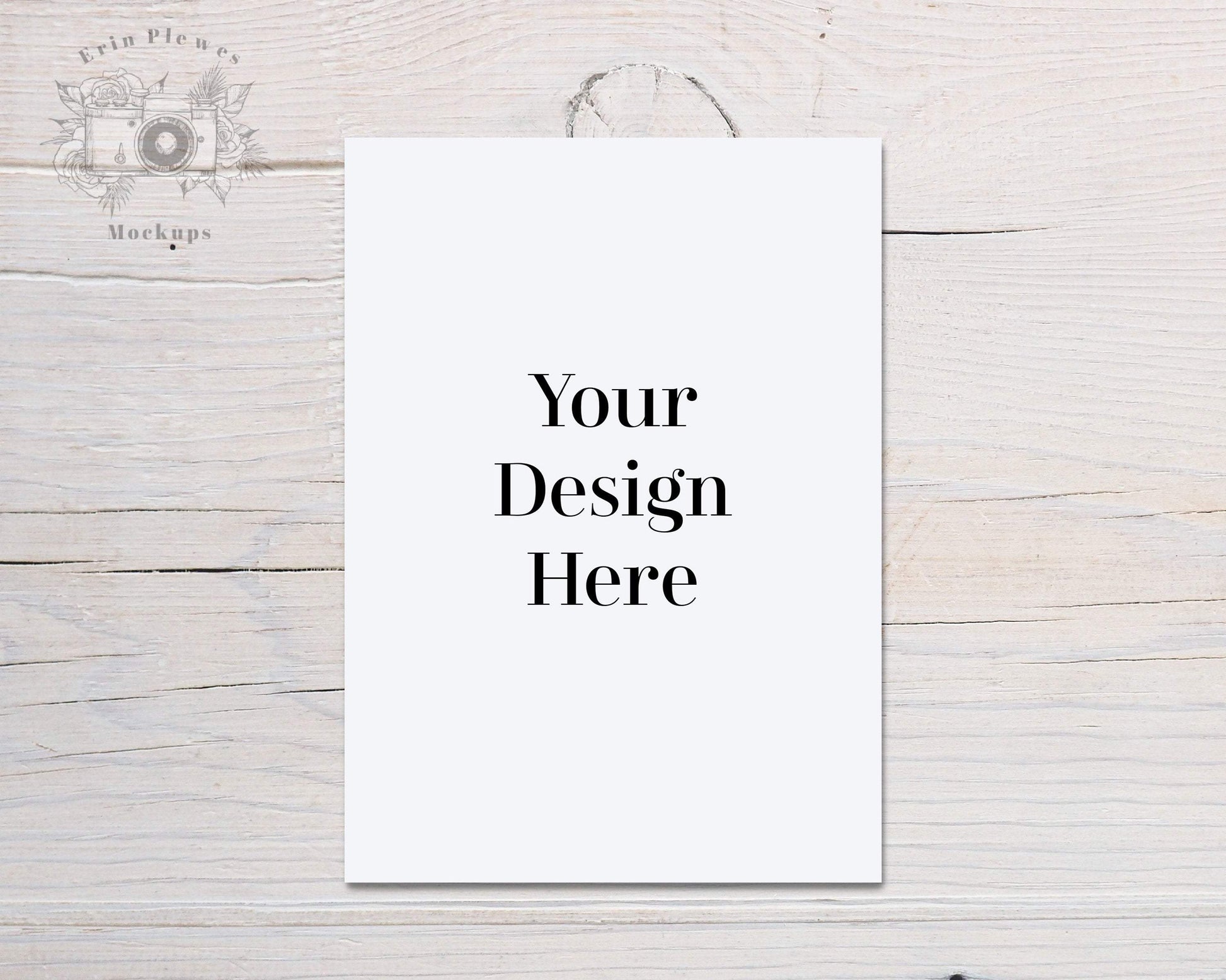 Erin Plewes Mockups Greeting card mockup A6, Card mock-up for rustic wedding thank you note on white wood, Jpeg Instant Digital Download Template