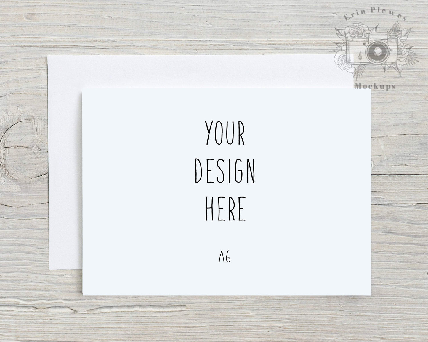 Erin Plewes Mockups Greeting card mockup A6 with white envelope, Invitation mock up for minimalist wedding size A 6, Lifestyle stock photo Jpg Template
