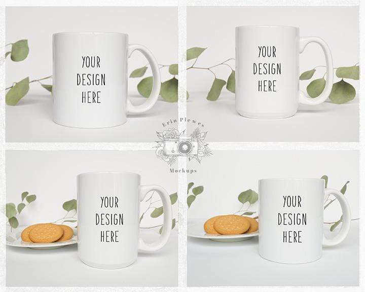 Erin Plewes Mockups Mug Mockup Bundle, Coffee mug mockup bundle of 11oz and 15oz mugs for lifestyle nature styled stock photos, Digital Download Jpeg Template