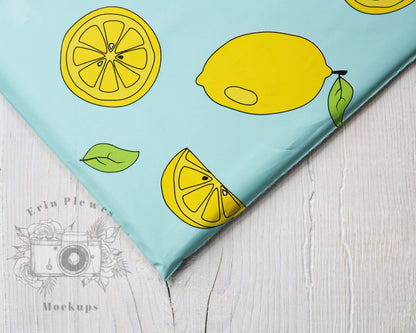 Erin Plewes Mockups Poly Mailer Bag Mockup, Lemon Shipping Bag Mock Up, Plastic Bag Mock-up For Stickers, Jpeg Instant Digital Download Template