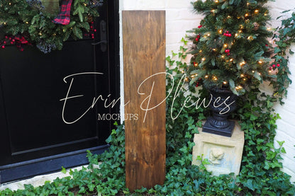 Erin Plewes Mockups Porch Sign Mockup, Christmas Vertical Sign Mock Up, Outdoor Wood Frame Mock-up 12" x 48", Xmas Farmhouse Style Template