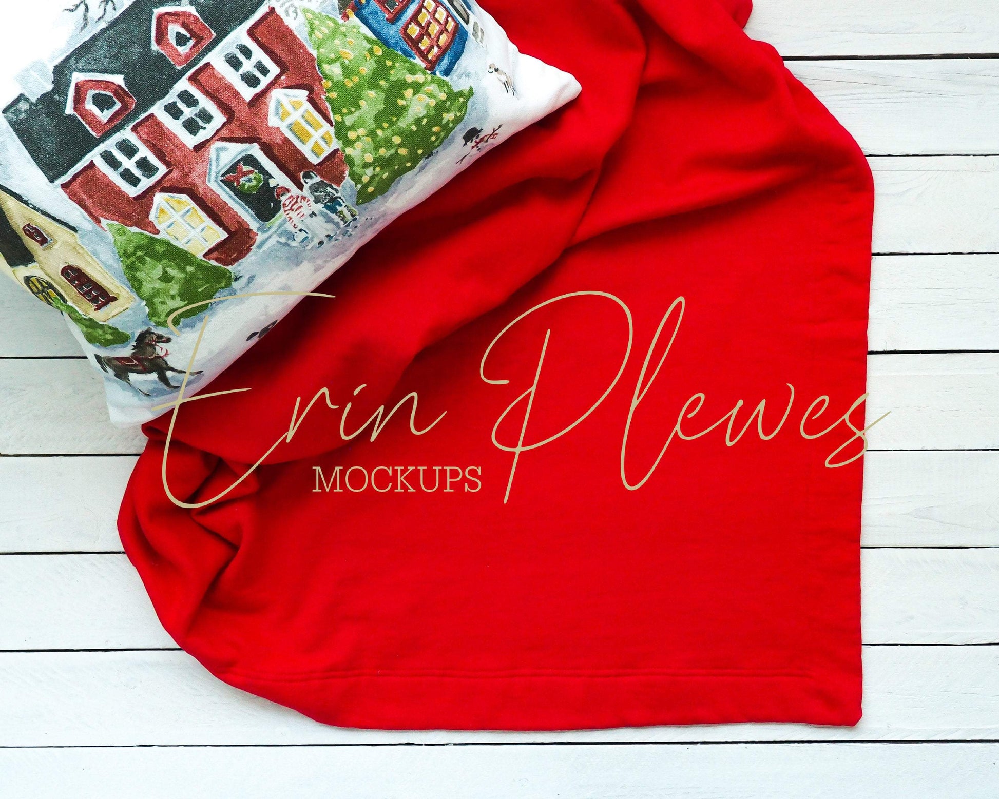Erin Plewes Mockups Red Blanket Mockup, Christmas Blanket Mockup, Fleece Blanket Mock up, Styled Stock Photo Instant Download