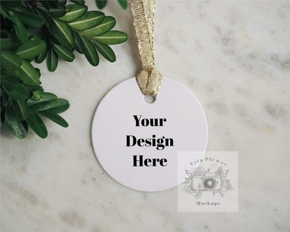 Erin Plewes Mockups Round gift tag mockup, Label mock-up for thank you gift and present flat lay for lifestyle photo, JPG instant Digital Download