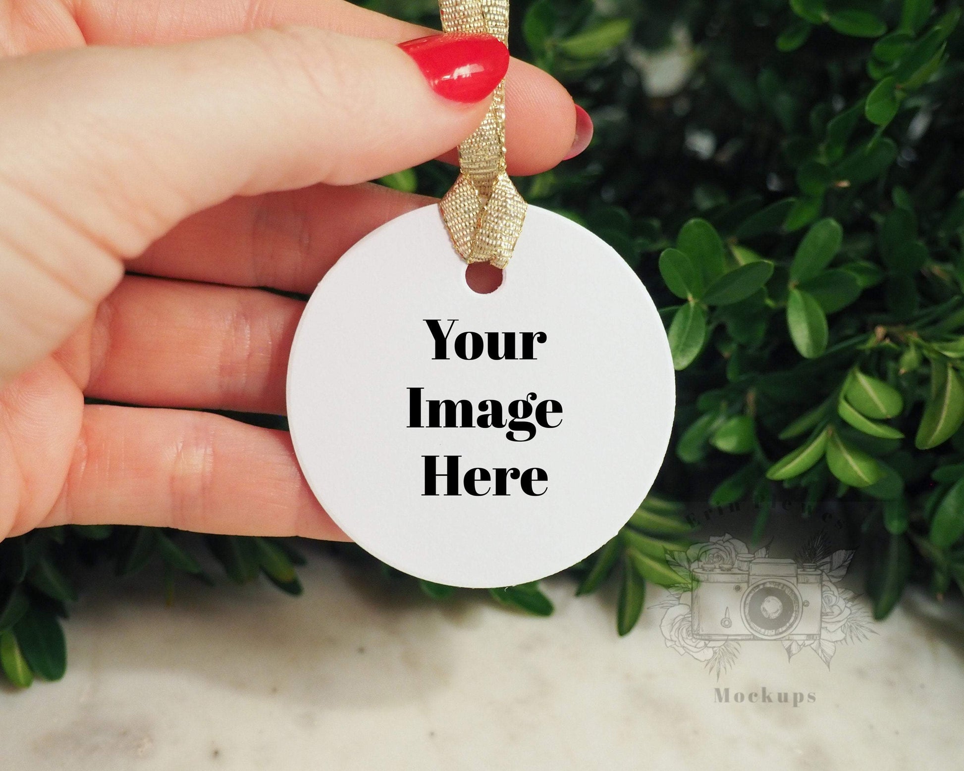 Erin Plewes Mockups Round label mockup, Round gift tag mock-up for wedding favor with hand lifestyle photo, JPG instant Digital Download template