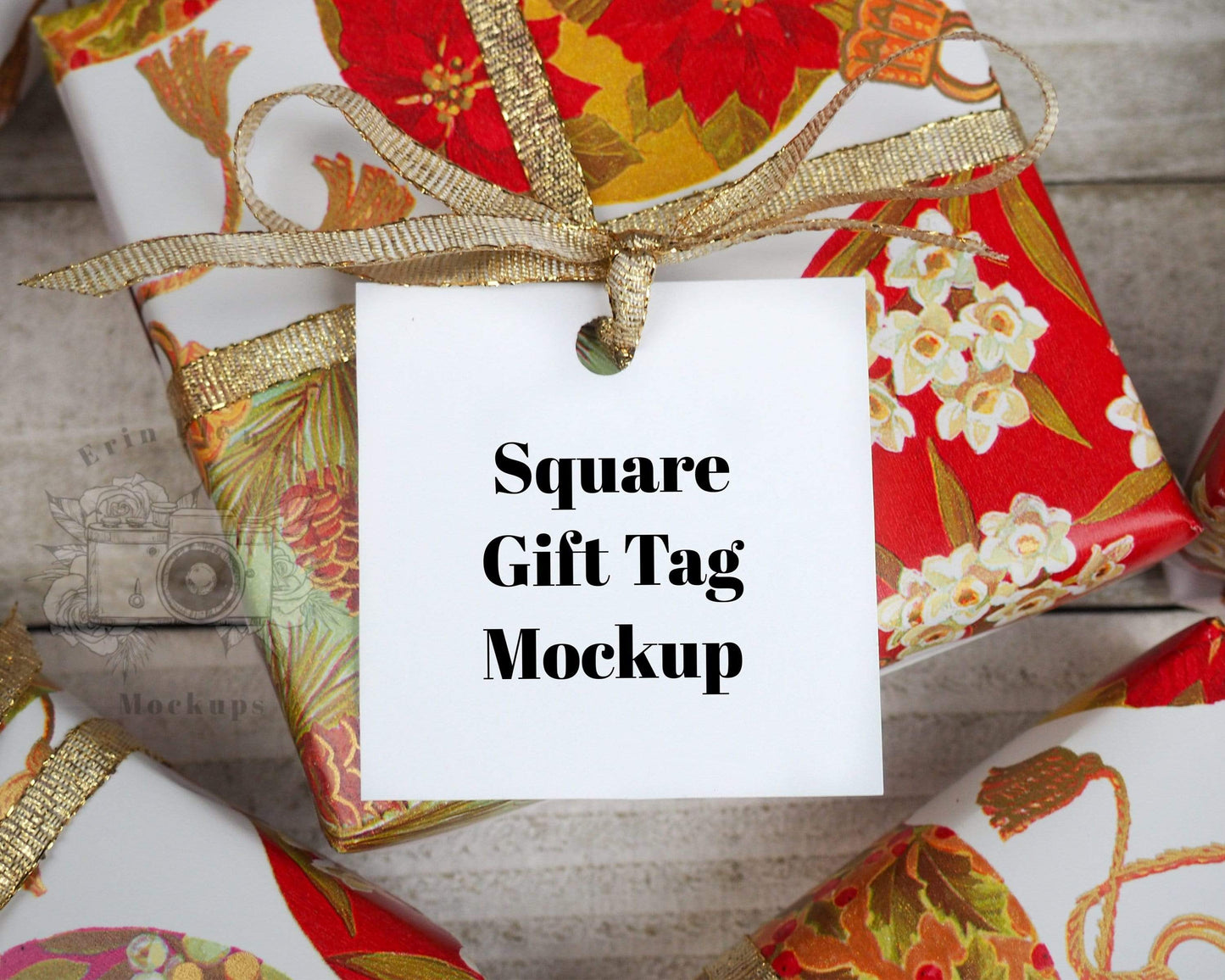 Erin Plewes Mockups Square gift tag mockup, Christmas label mock up for presents and Wedding stock photography, Jpeg Instant Digital Download