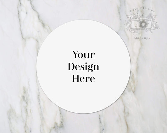 Erin Plewes Mockups Sticker mockup, Round tag mock up on gray marble for Wedding flat lay and stock photography, Jpeg instant Digital Download