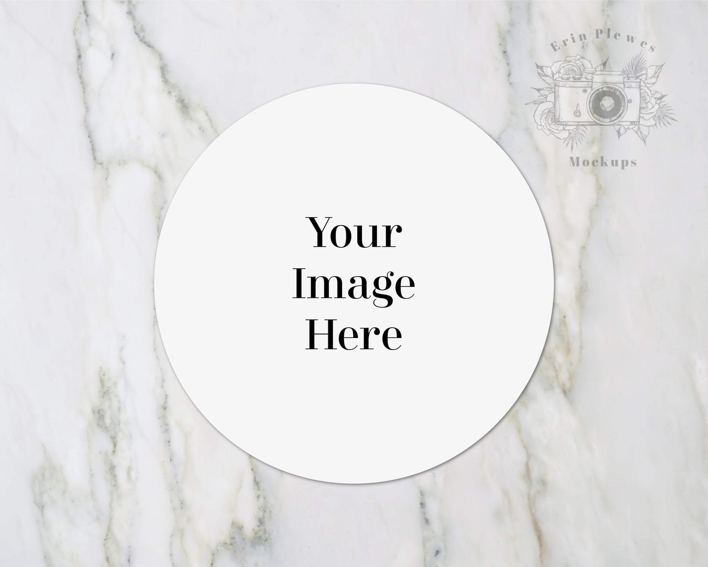 Erin Plewes Mockups Sticker mockup, Round tag mock up on gray marble for Wedding flat lay and stock photography, Jpeg instant Digital Download