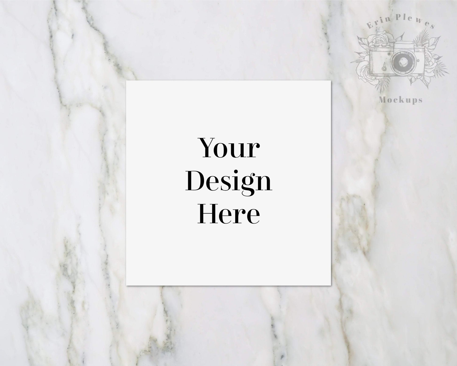 Erin Plewes Mockups Sticker mockup, Square stationery mock-up on marble for Wedding flatlay and stock photography, Jpeg instant Digital Download Template