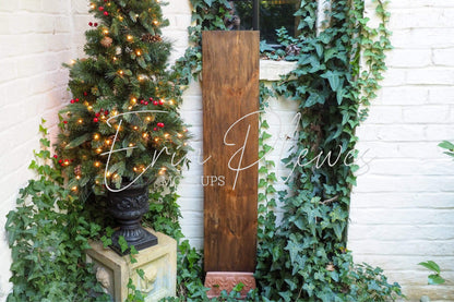 Erin Plewes Mockups Vertical Sign Mockup, Christmas Porch Sign Mock Up, Outdoor Wood Frame Mock-up 12" x 48", Holiday Farmhouse Style Template