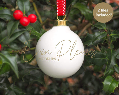Erin Plewes Mockups White Christmas ball ornament mockup, blank Xmas decoration mock up to add your design for lifestyle photography, JPG Digital Download