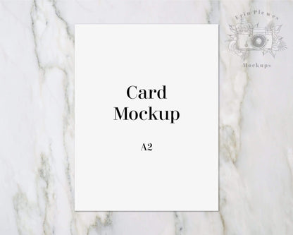 Erin Plewes Mockups Greeting Card Mockup A2, Invitation mock up for classic wedding and birthday party invite on marble, Jpeg Instant Digital Download Template