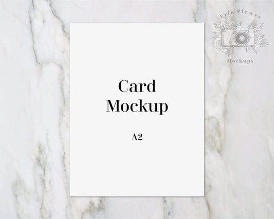 Erin Plewes Mockups Greeting Card Mockup A2, Invitation mock up for classic wedding and birthday party invite on marble, Jpeg Instant Digital Download Template