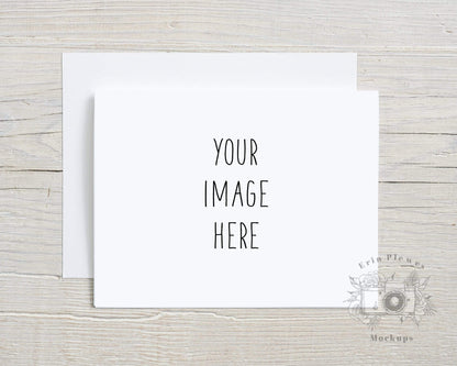 Erin Plewes Mockups Greeting card mockup with white envelope, A2 Invitation mockup for rustic wedding, Lifestyle stock photo Jpeg Template