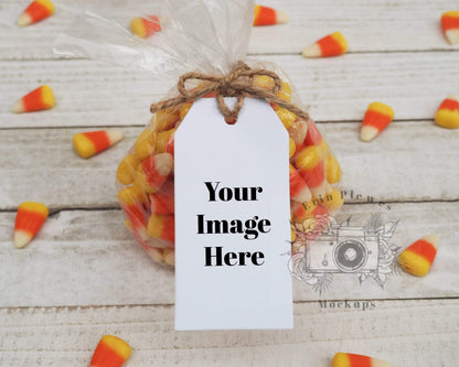Erin Plewes Mockups Halloween gift tag mockup, Party favor mock-up for thank you gift lifestyle stock photo, JPG and PNG instant Digital Download