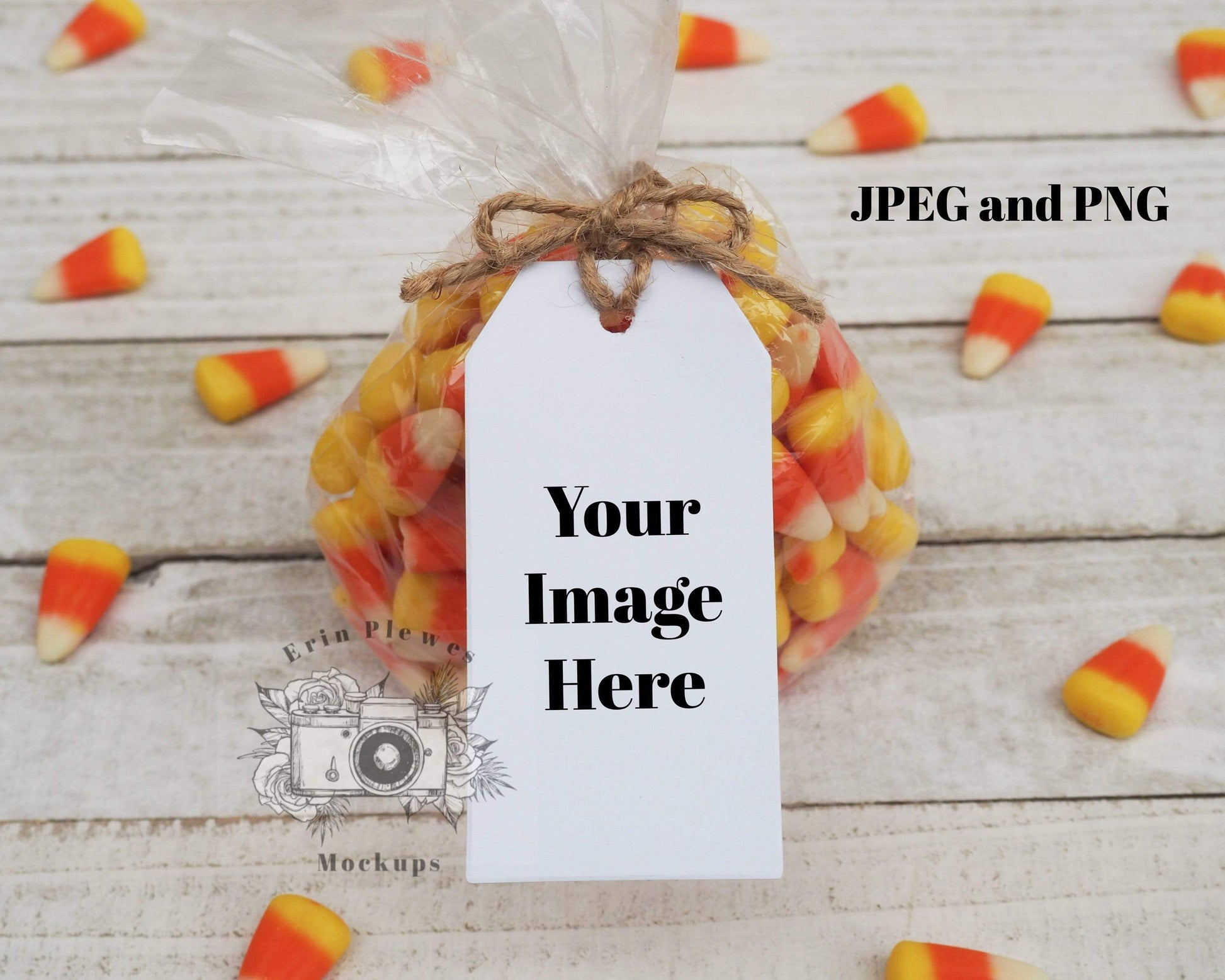 Erin Plewes Mockups Halloween gift tag mockup, Party favor mock-up for thank you gift lifestyle stock photo, JPG and PNG instant Digital Download