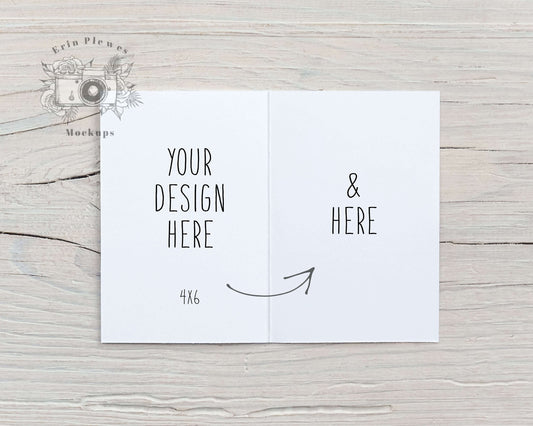 Card Mockup Open, 4x6 Greeting Card Front and Back Mockup for Rustic Wedding, Interior Card Stock Photo, Jpeg Instant Digital Download