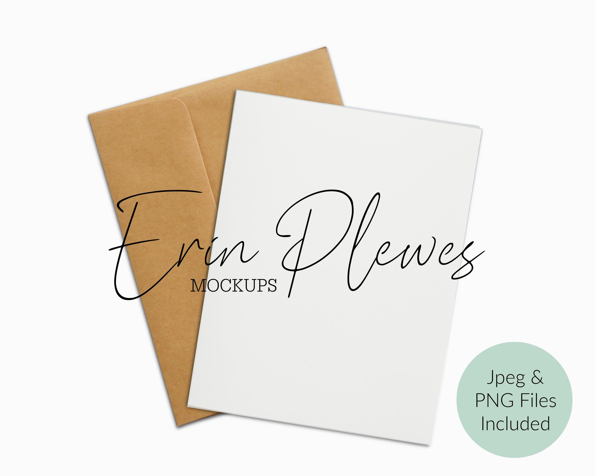 A2 Card Mockup, Greeting card mock-up with kraft envelope on white background, Minimalist lifestyle photo, Jpeg PNG Instant Digital Download