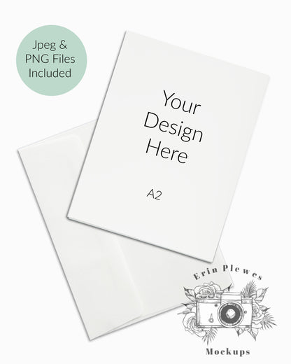 White Card Envelope Mockup, A2 thank you card mock-up with white envelope, Stationery stock photo, Jpeg PNG Instant Digital Download