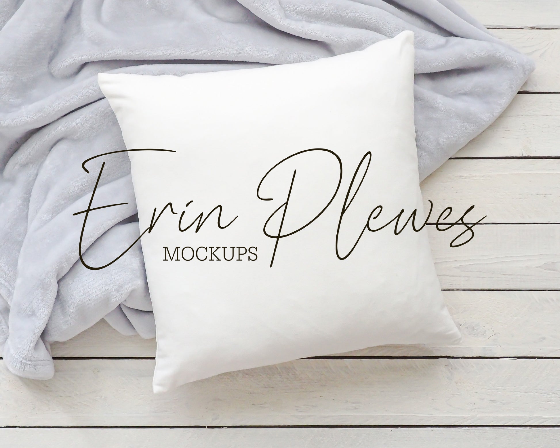 Pillow Case Mockup, Pillow mockup with gray blanket for lifestyle stock photo, Square pillow mock up, Jpeg Digital Download