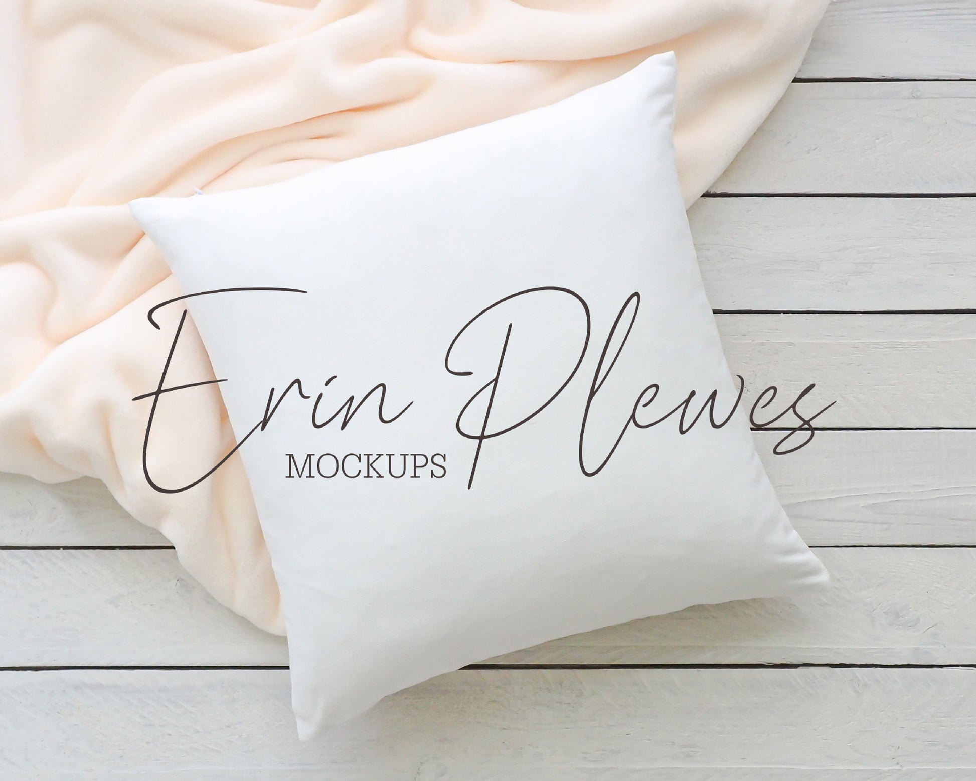 Pillow Case Mockup, Pillow mock-up with cream blanket, Minimalist cushion lifestyle stock photo, Jpeg Instant Digital Download