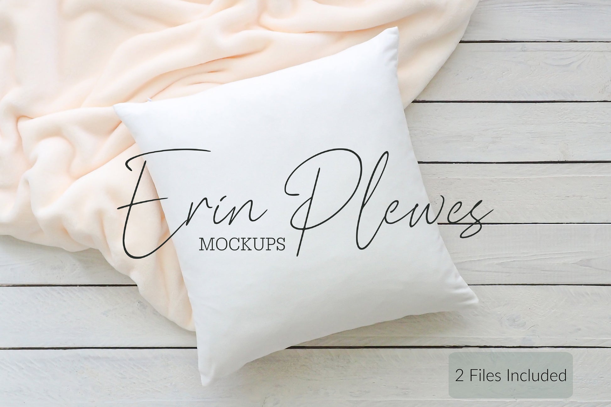 Pillow Case Mockup, Pillow mock-up with cream blanket, Minimalist cushion lifestyle stock photo, Jpeg Instant Digital Download