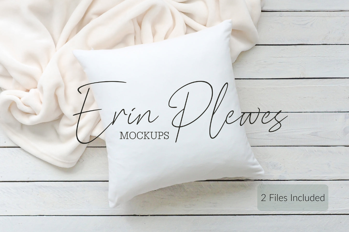 White Pillow Mockup, Pillow case mock-up with white blanket, Minimalist cushion lifestyle stock photograph, Jpeg Instant Digital Download