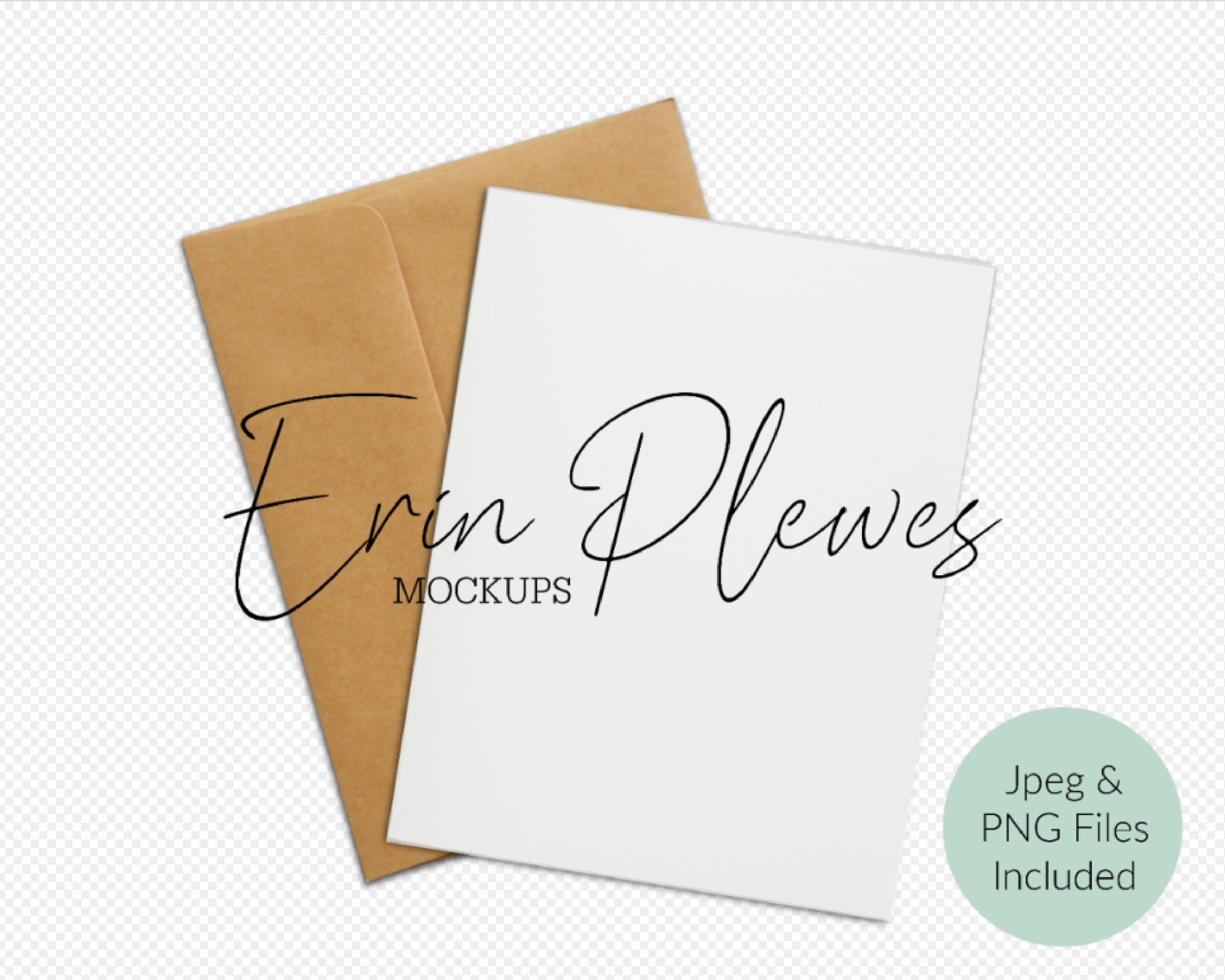 A2 Card Mockup, Greeting card mock-up with kraft envelope on white background, Minimalist lifestyle photo, Jpeg PNG Instant Digital Download