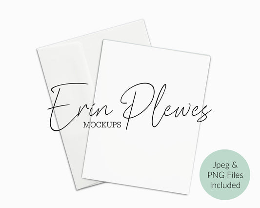 White Card Mockup, A2 Greeting card mock-up with white envelope, Minimalist card stock photo, Jpeg PNG Instant Digital Download