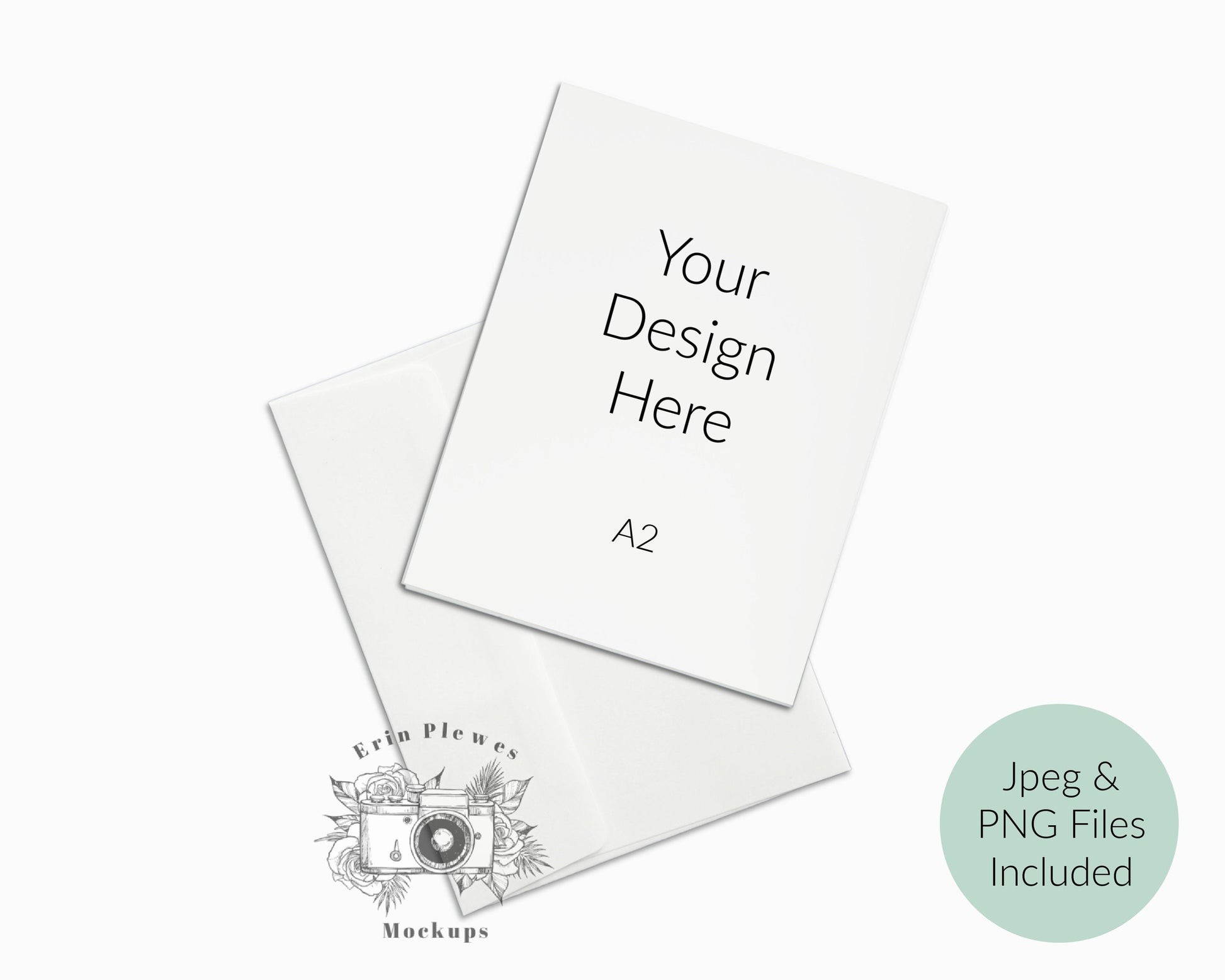 White Card Envelope Mockup, A2 thank you card mock-up with white envelope, Stationery stock photo, Jpeg PNG Instant Digital Download