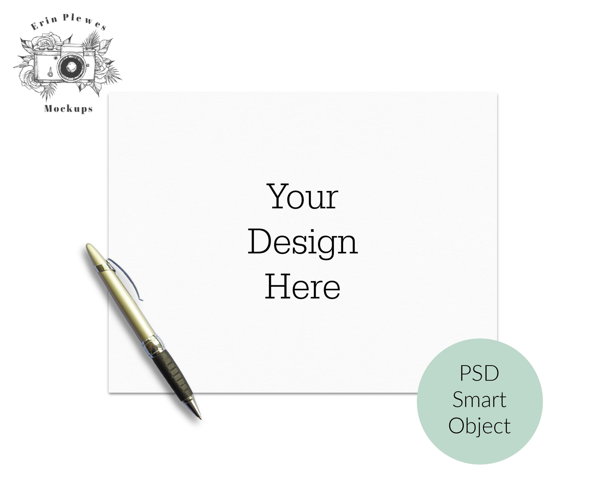 Letter Sized Paper Mockup 8.5 x 11, Certificate Mockup on White Background, Moveable Pen PSD Smart Object Mock-up, Instant Digital Download