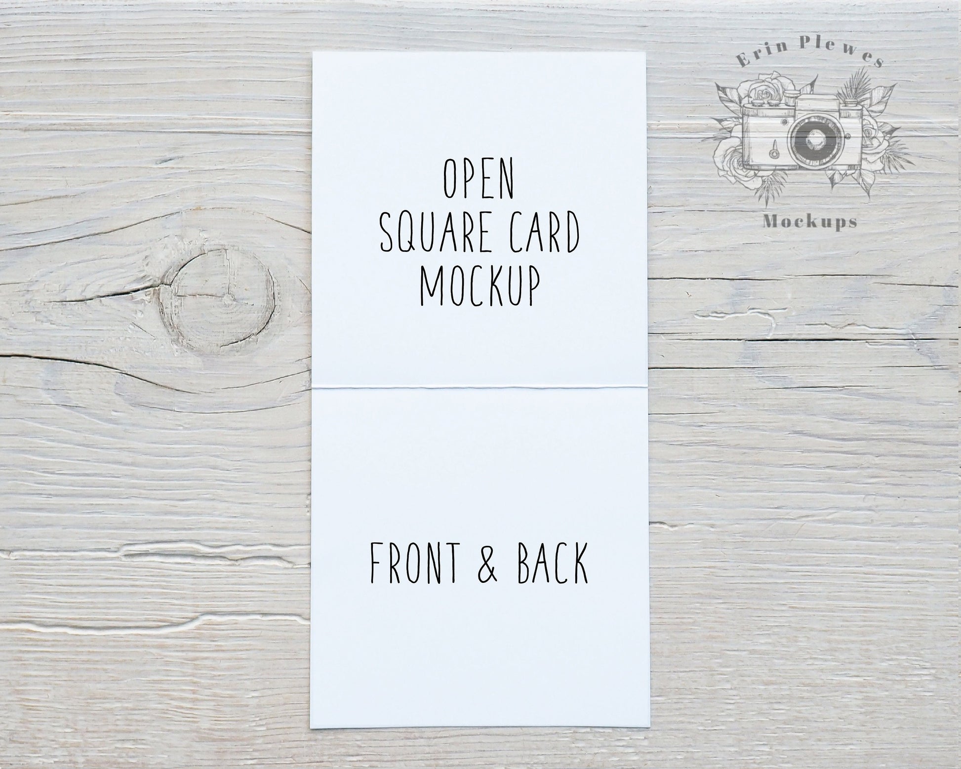 Square Card Mockup Open, Greeting Card Front and Back Mock-up for Rustic Wedding, Inside Card Stock Photo, Jpeg Instant Digital Download