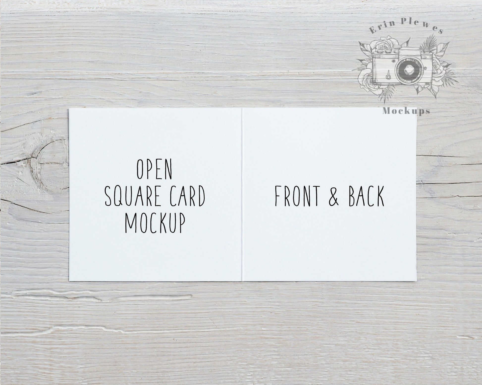 Square Card Mockup Front and Back, Greeting Card Interior Mock-up for Rustic Wedding, Inside Card Stock Photo, Jpeg Instant Digital Download