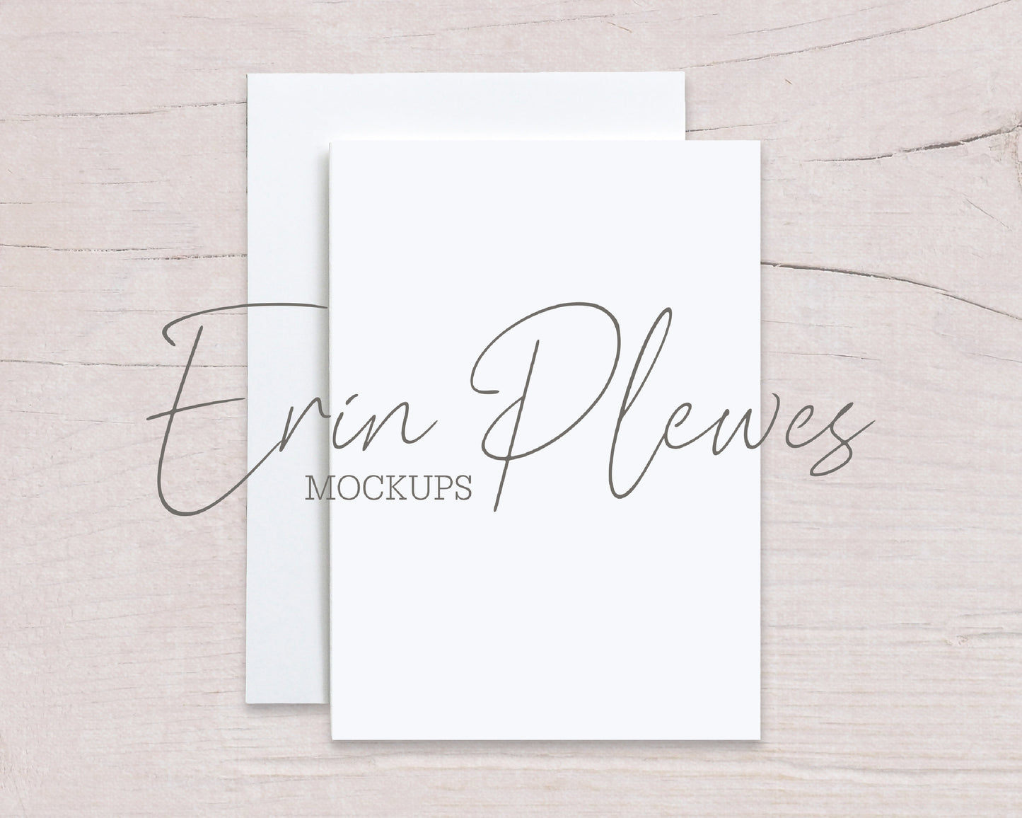 5x7 Card Mockup with White Envelope on Beige Wood, Thank You Card Mock Up, Invite Flat Lay for Rustic Wedding, Jpeg Instant Digital Download