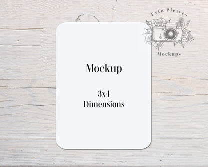 Sticker Mockup 4x3, Label Mock Up 4&quot;x3&quot; on Rustic White Wood, Minimalist flat lay, Jpeg Instant Digital Download Template