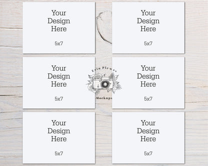 Greeting Card Set of 6 Mockup, Card Suite Mock Up 5x7, Landscape Stationery Mock Ups, Card Suite Stock Photo, Jpeg Instant Digital Download