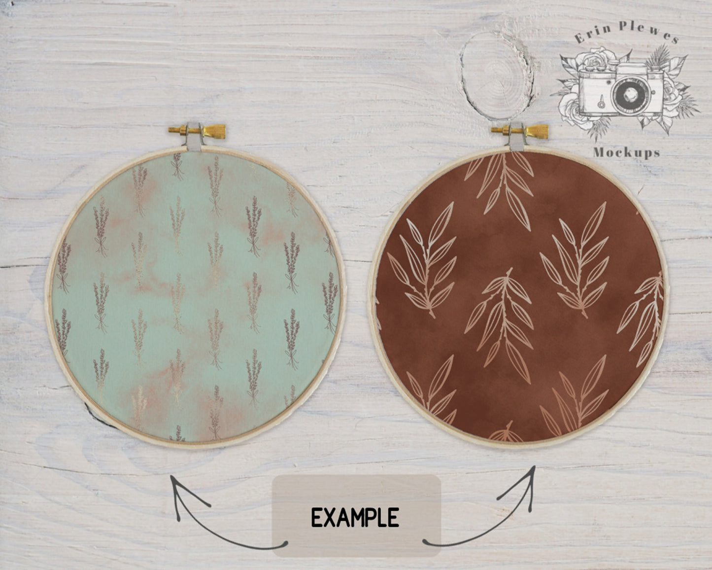 Embroidery Hoop Mockup Set , Cross Stitch Mock Up on rustic white wood, Sewing Mock-up, JPG PNG PSD Smart Object, Digital Download Template