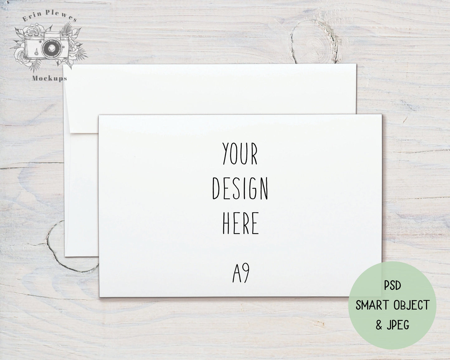 Card Mockup A-9, A9 Card Mock Up PSD Smart Object, 5.5" x 8.5" Greeting Card with Envelope Mock-up, Jpeg Instant Digital Download Template
