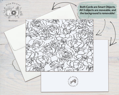 Card Mockup PSD Smart Object,  A2 Card Front Back Mock Up, 4.25" x 5.5" Card Envelope Mock-up, Jpeg Instant Digital Download Template