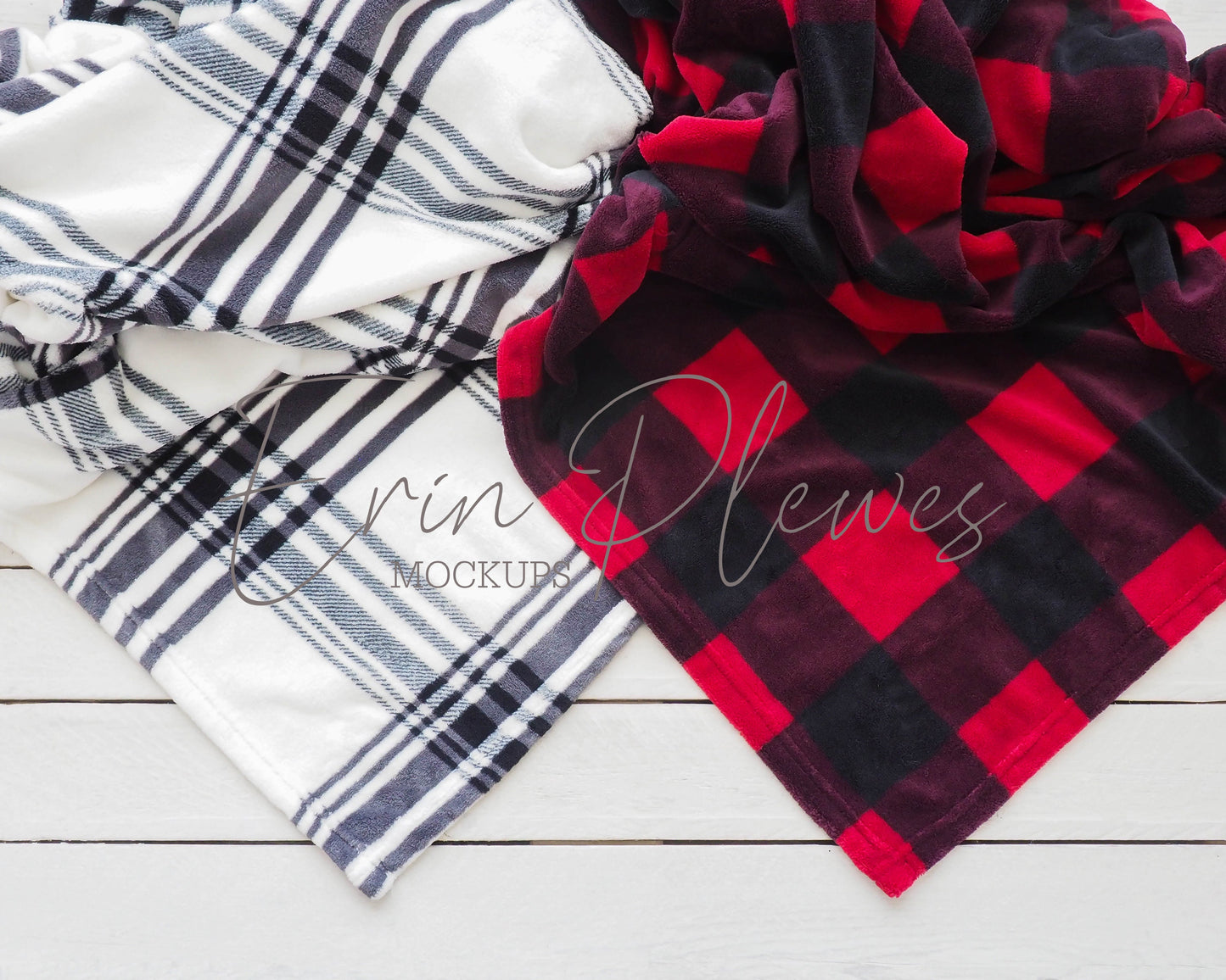 Plaid Blanket Mockup, Red and White Plaid Blanket Mock up, 2 Fleece Blanket Mock Up, Lifestyle Stock Photo, Instant Download Jpeg