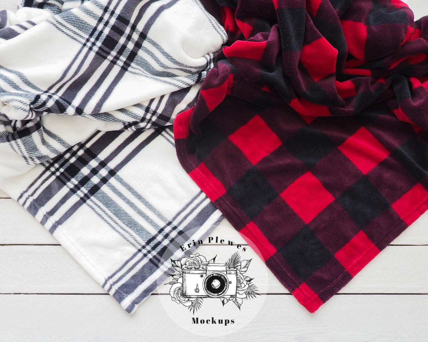 Plaid Blanket Mockup, Red and White Plaid Blanket Mock up, 2 Fleece Blanket Mock Up, Lifestyle Stock Photo, Instant Download Jpeg
