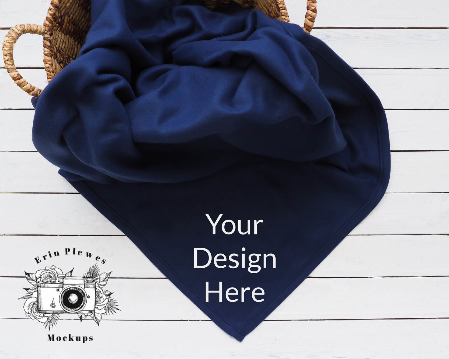 Blanket Mockup Navy, Fleece Blanket Mockup, Blue Blanket Flatlay, Stadium Blanket Mock Up Template