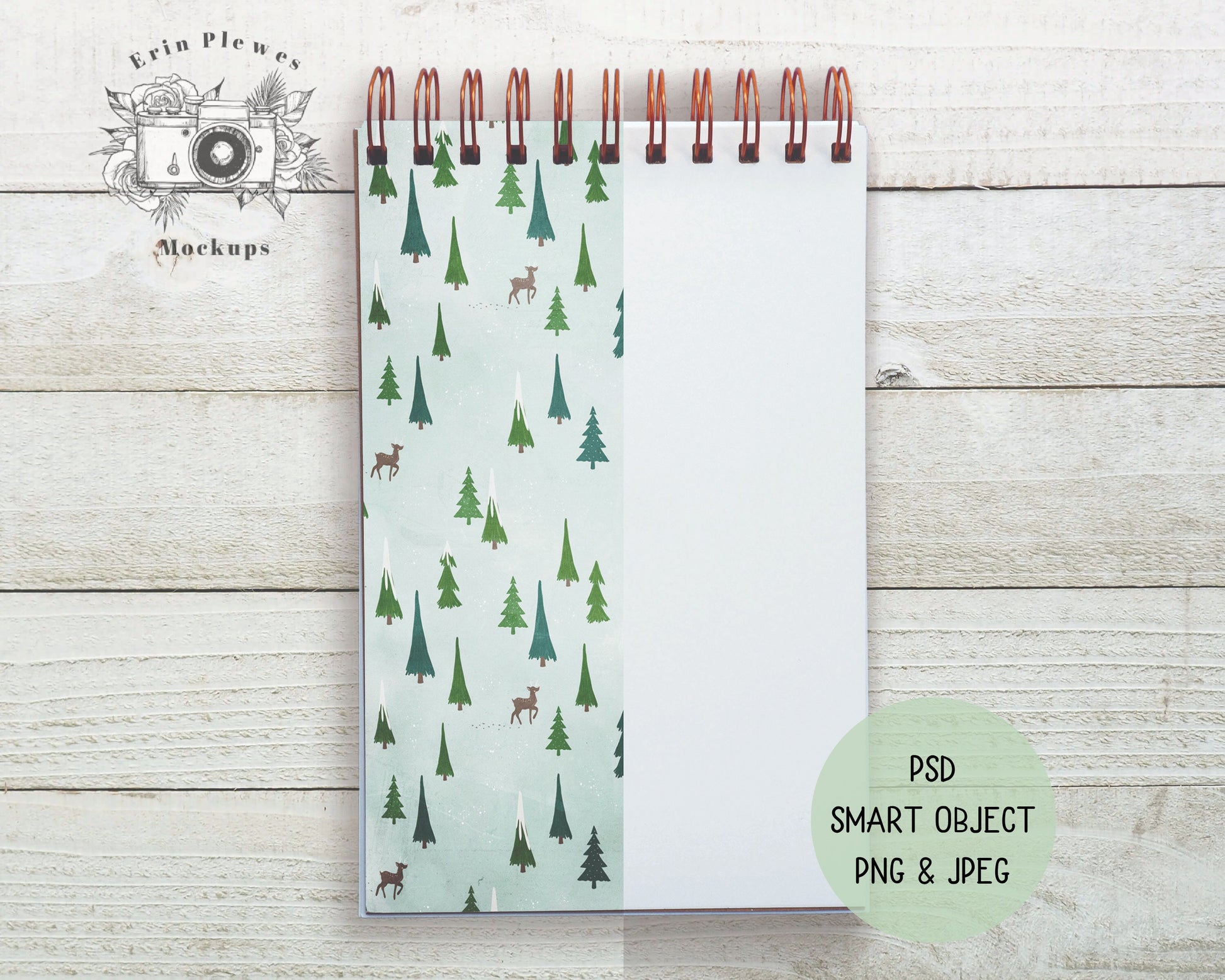 Spiral Notebook Mockup, Notebook Mock Up on Rustic Shiplap, PSD Smart Object Stationary Flat Lay, Instant Digital Download Jpeg PNG